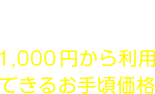 1,000円から利用できるお手頃価格